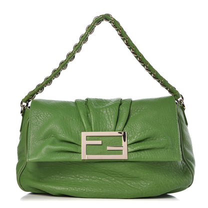 Fendi Crinkled Lambskin Mia Shoulder Flap Verde Pisello 1 of 11