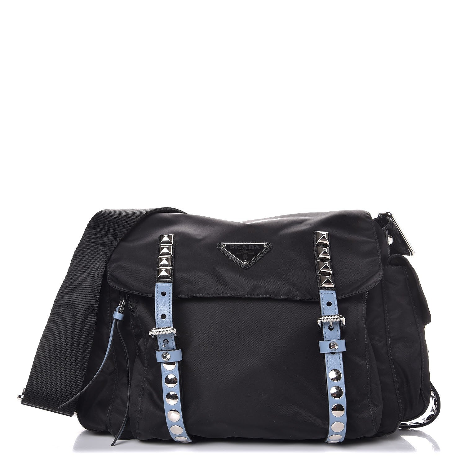 Prada Nylon New Vela Studded Messenger Black Astrale 1 of 7