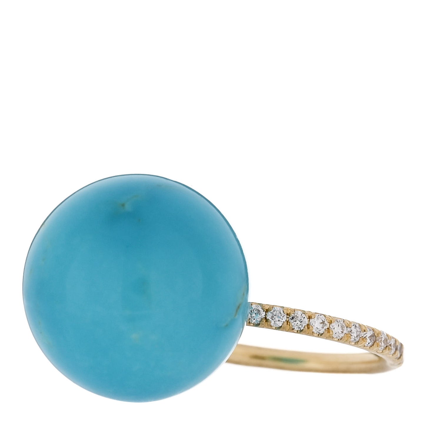 18K Yellow Gold Diamond Turquoise Large Gumball Ring 54 7