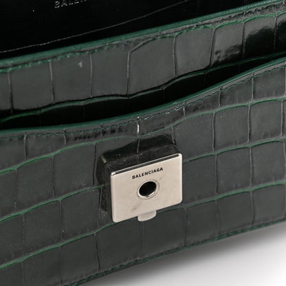 Balenciaga Shiny Calfskin Crocodile Embossed XS Sharp Top Handle Bag Forest Green 12 of 12