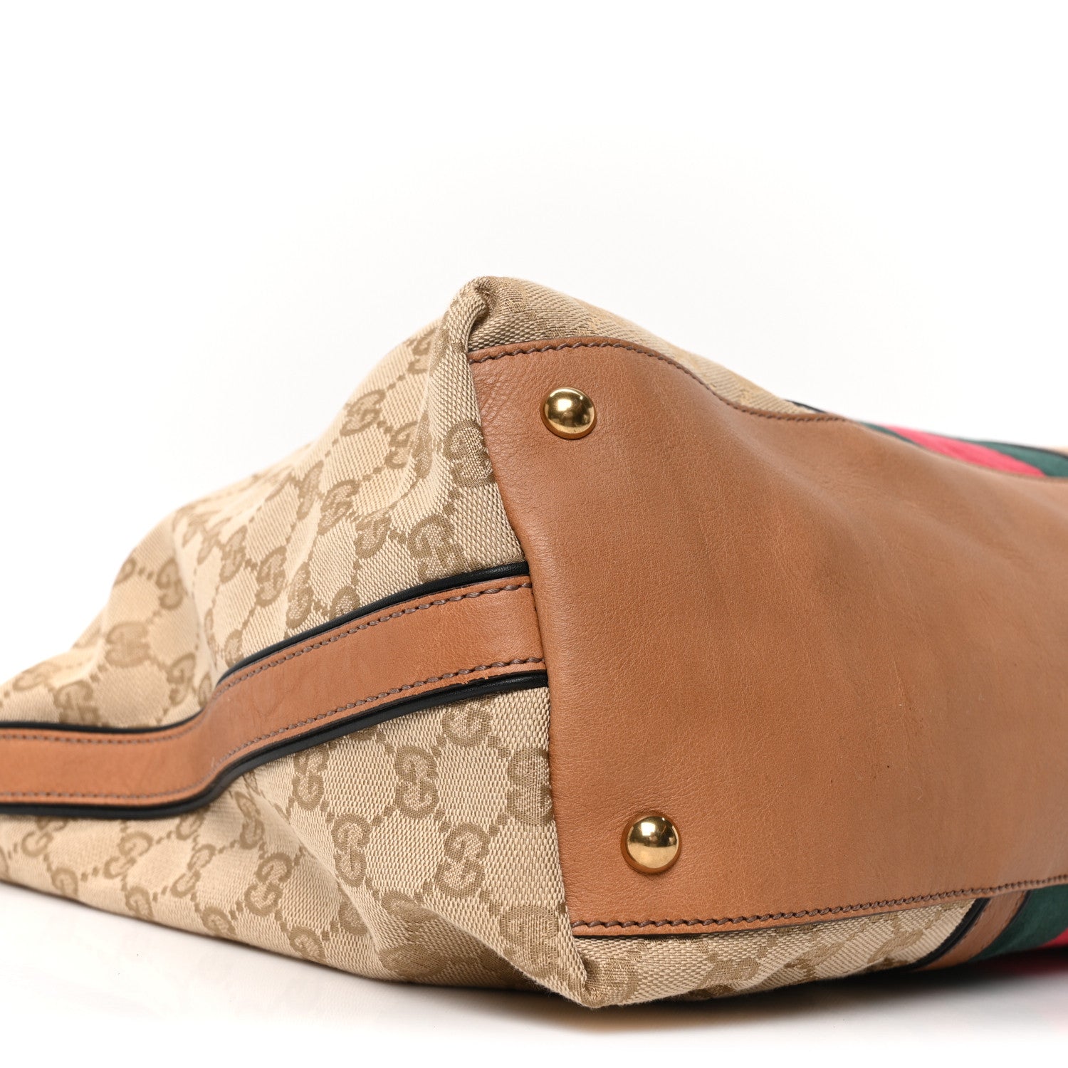 Gucci Monogram Web Medium Rania Top Handle Bag Sand 9 of 10
