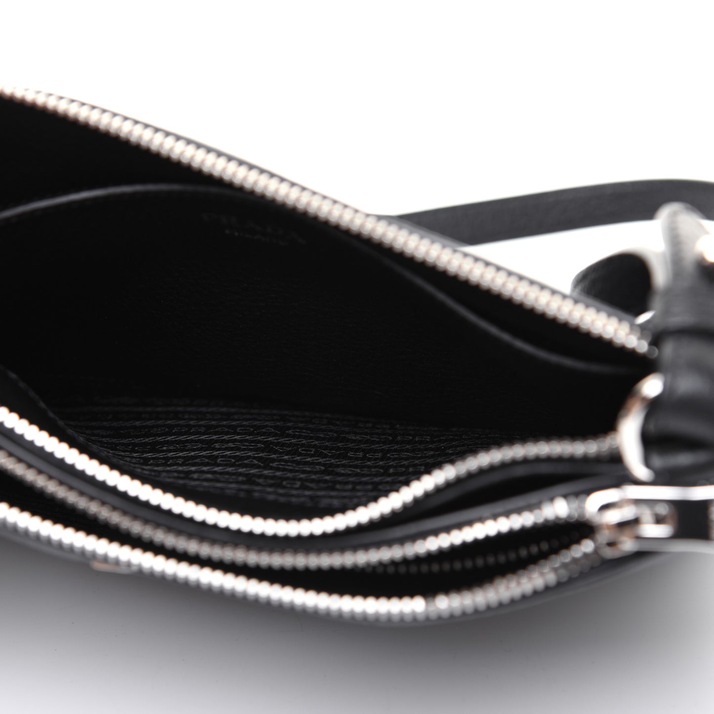 Vitello Phenix Double Zip Crossbody Bag Black