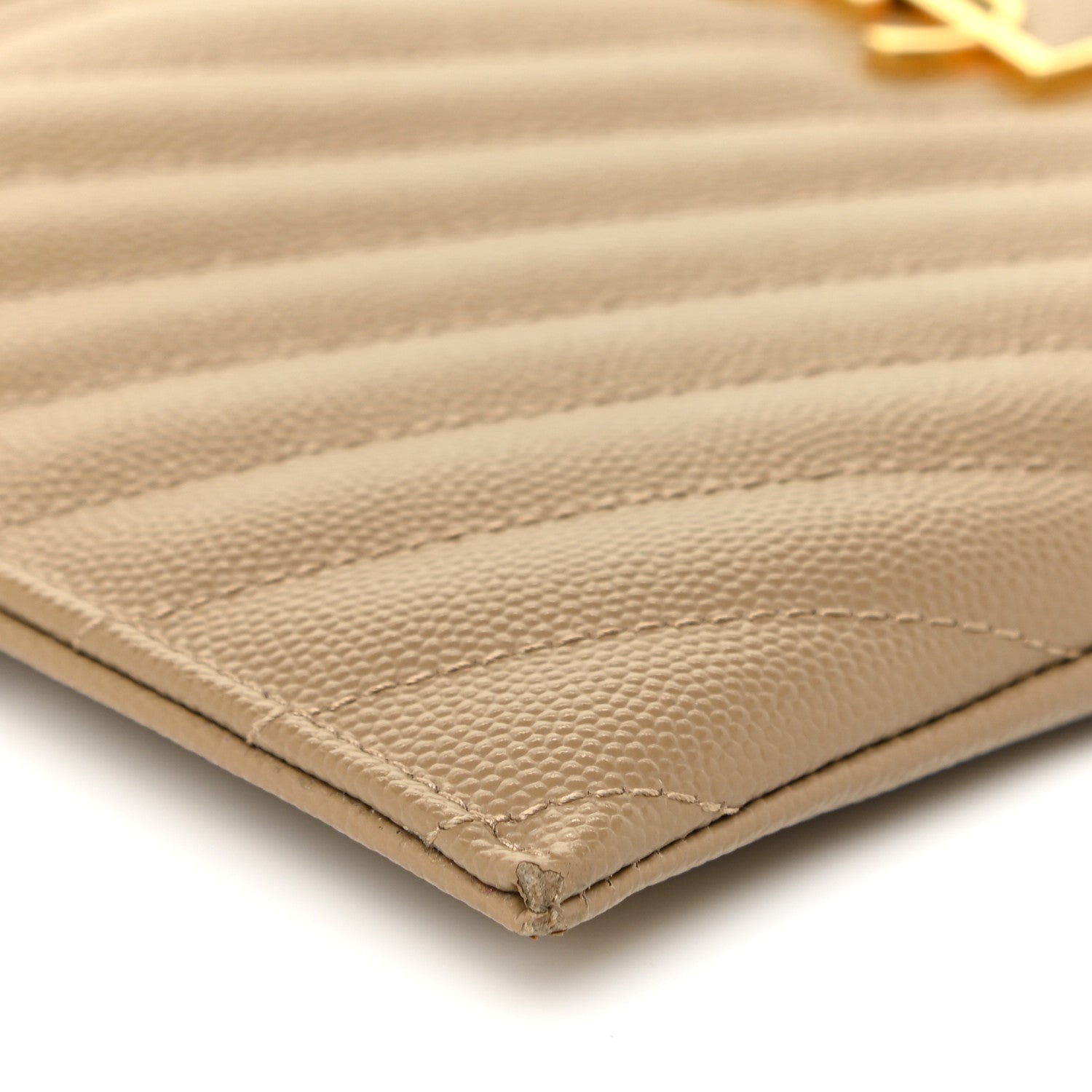 Saint Laurent Grain De Poudre Chevron Monogram Large Bill Pouch Cork 9 of 14