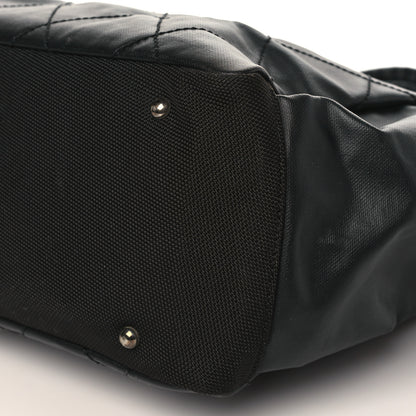 Chanel Coated Canvas Quilted Large Paris Biarritz Tote Black 10 of 11