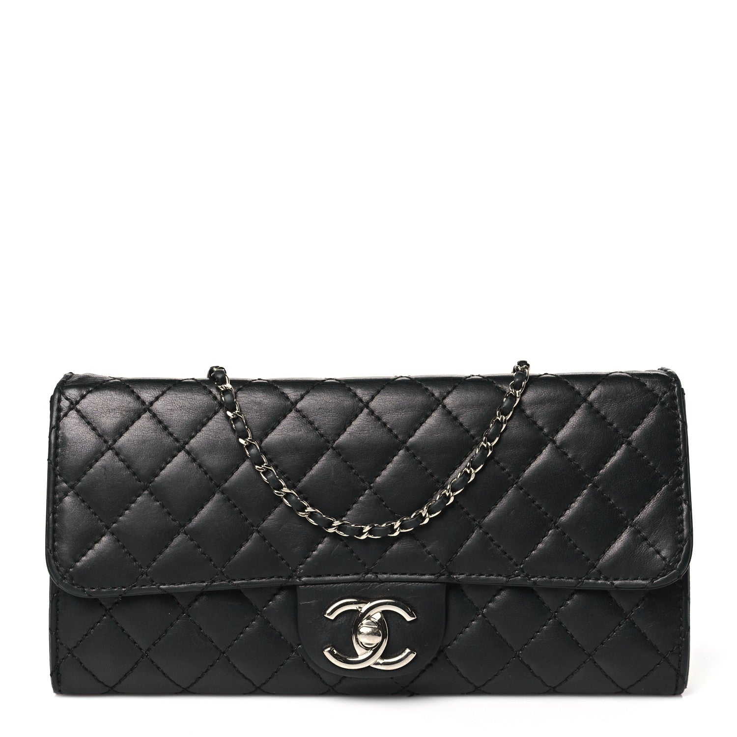 Chanel Lambskin Quilted Clutch with Chain Flap Black 1 of 13