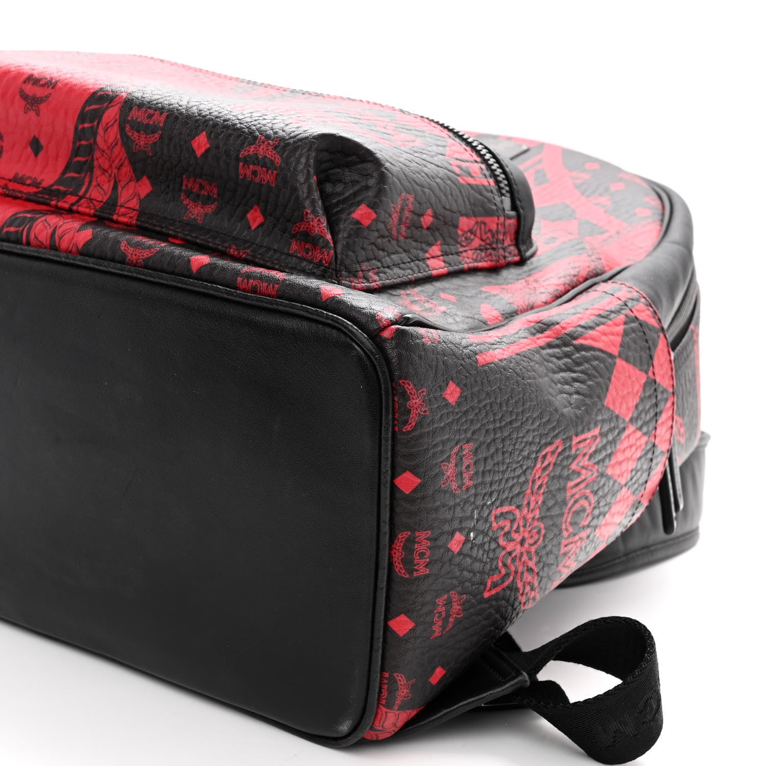 MCM Visetos Baroque Print Medium Stark Backpack Black Red 10 of 10