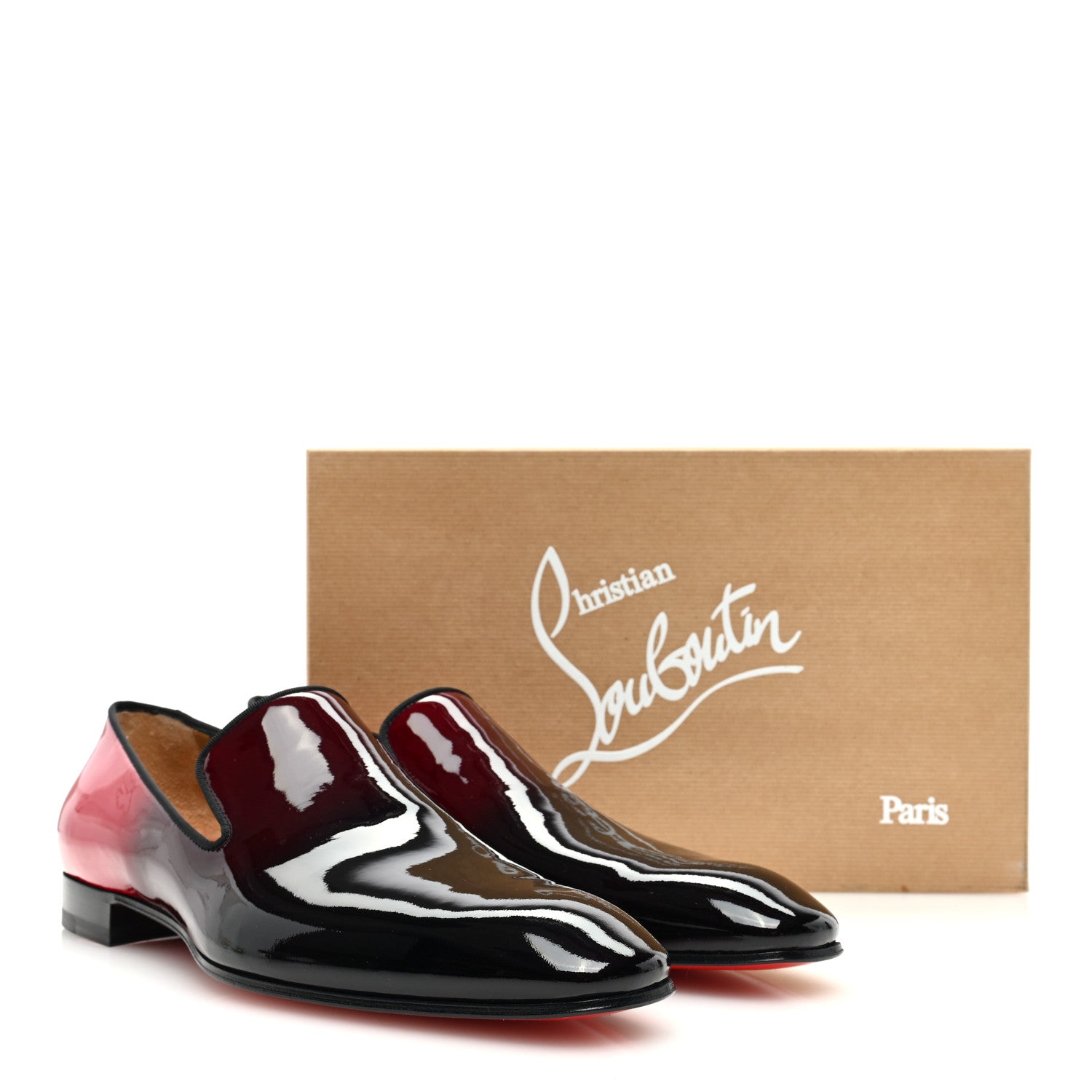 Christian Louboutin Patent Degrade Snakeskin Printed Mens Dandelion Flat Loafers 44 Black Red 8 of 8