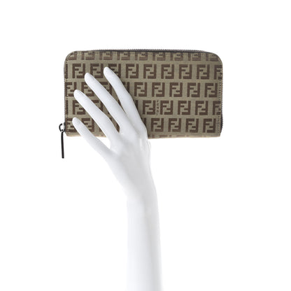 Fendi Zucchino Zip Around Wallet Dark Brown 2 of 8