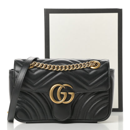 Gucci Calfskin Matelasse Mini GG Marmont Shoulder Bag Black 11 of 11