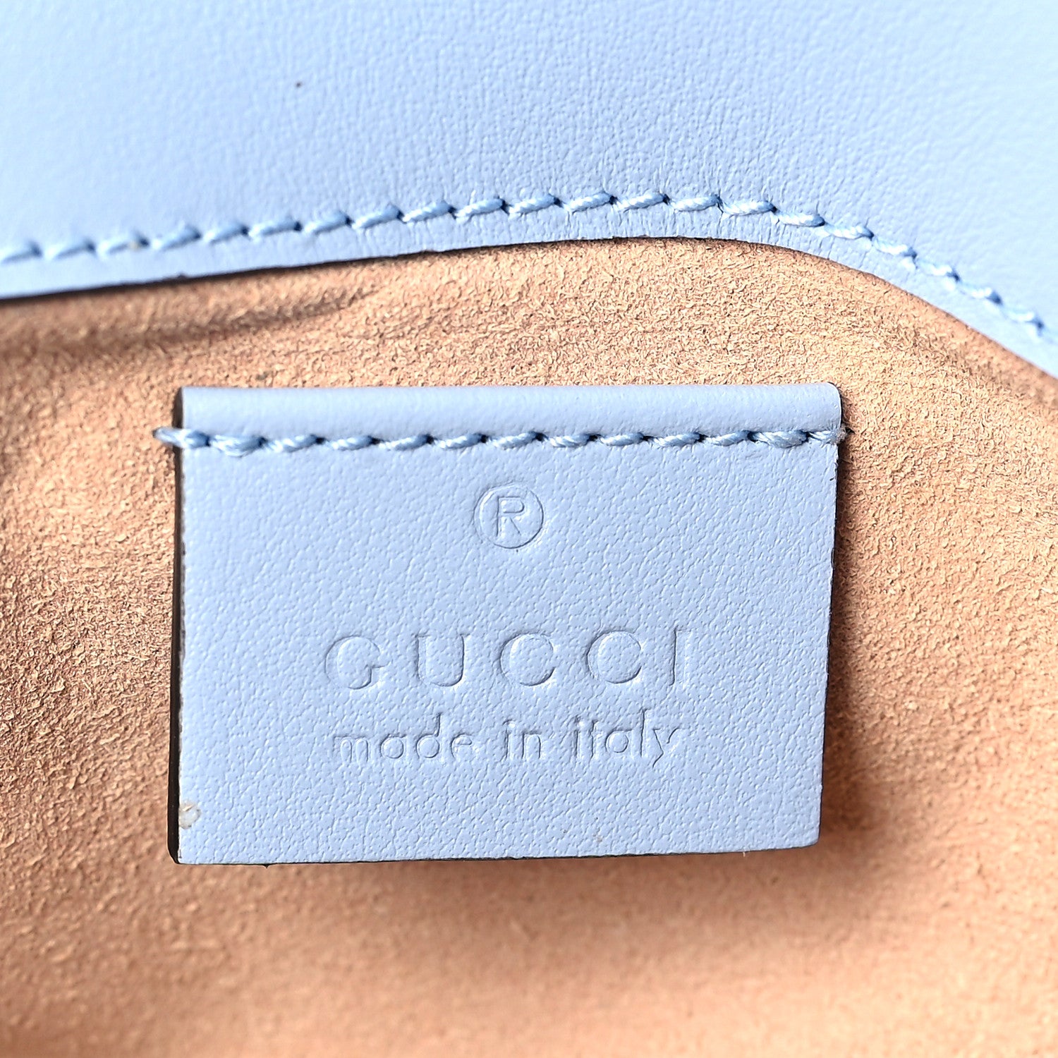 Gucci Calfskin Matelasse Super Mini GG Marmont Shoulder Bag Porcelain Light Blue 6 of 9