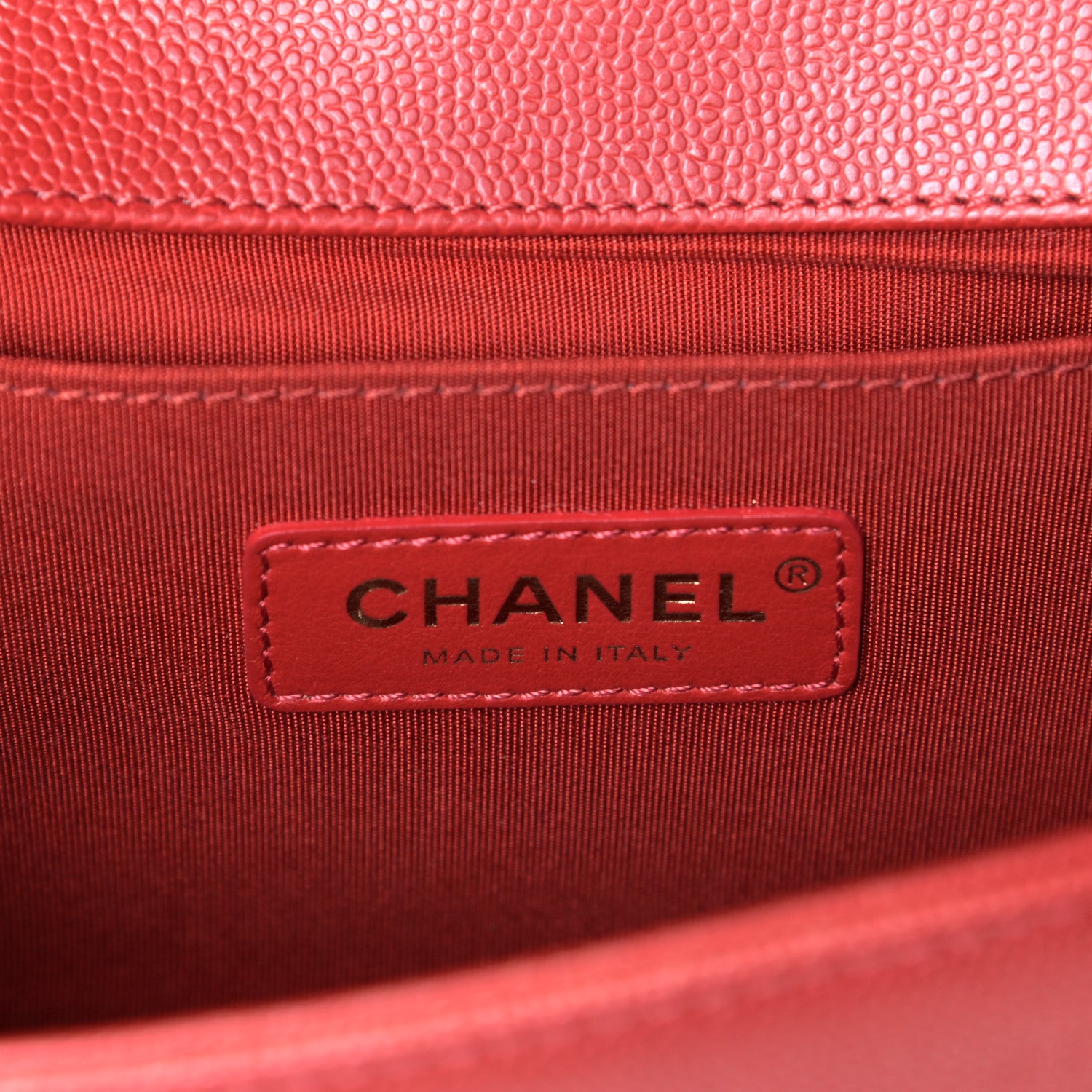 Chanel Caviar Chevron Quilted Medium Boy Flap Red 5 of 5