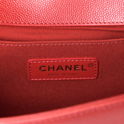 Chanel Caviar Chevron Quilted Medium Boy Flap Red 5 of 5