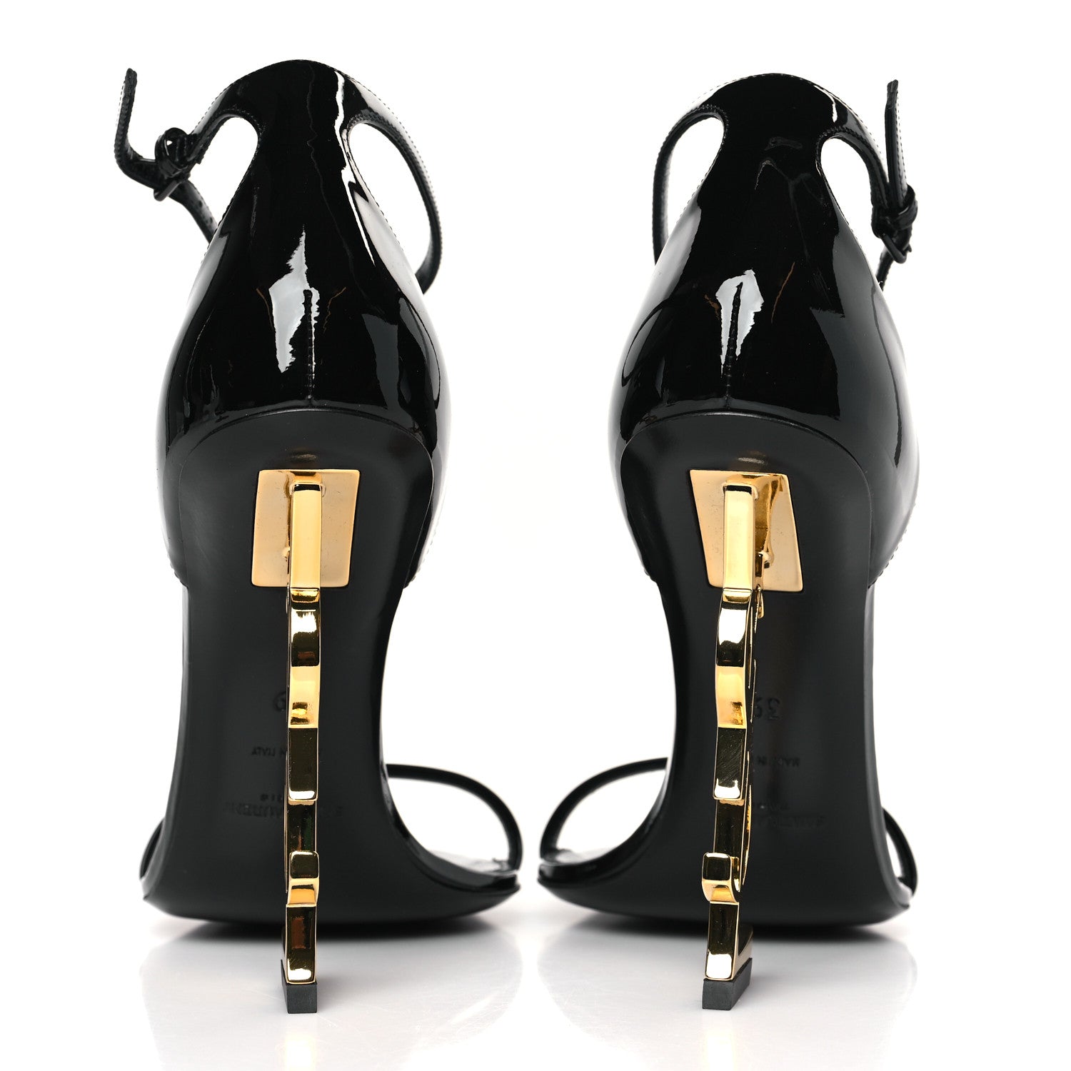 Saint Laurent Patent Calfskin Opyum 110 Sandals 39 Black Gold 5 of 10