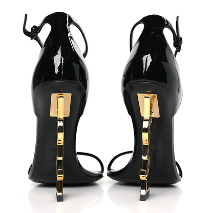 Saint Laurent Patent Calfskin Opyum 110 Sandals 39 Black Gold 5 of 10