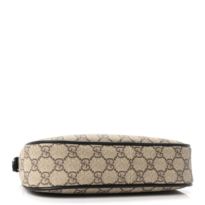 Gucci GG Supreme Monogram Textured Calfskin Small Emblem Shoulder Bag Beige Black 4 of 10