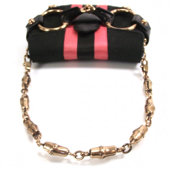 Gucci Monogram Horsebit Flap Evening Bag Black/Pink 5 of 8