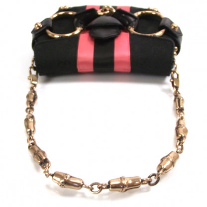Gucci Monogram Horsebit Flap Evening Bag Black/Pink 5 of 8