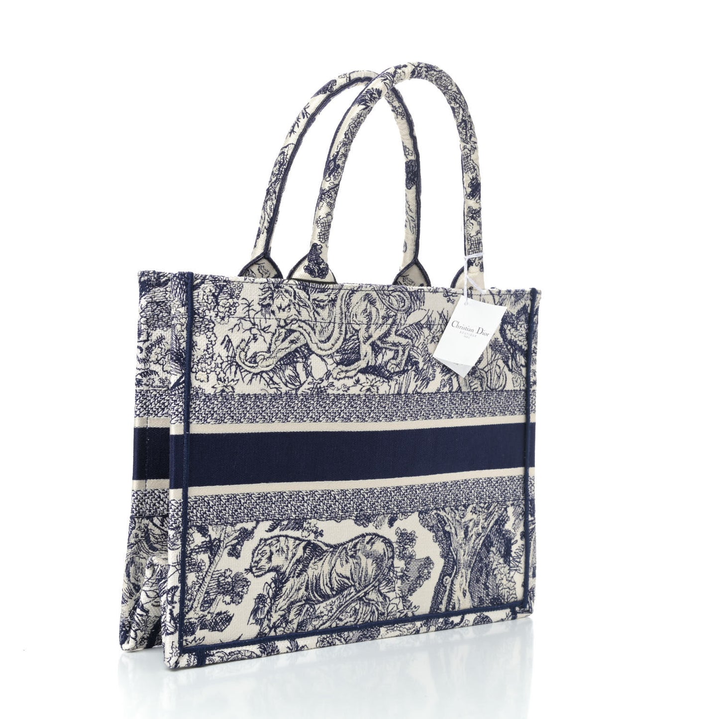 Canvas Embroidered Medium Dioriviera Toile De Jouy Book Tote Blue