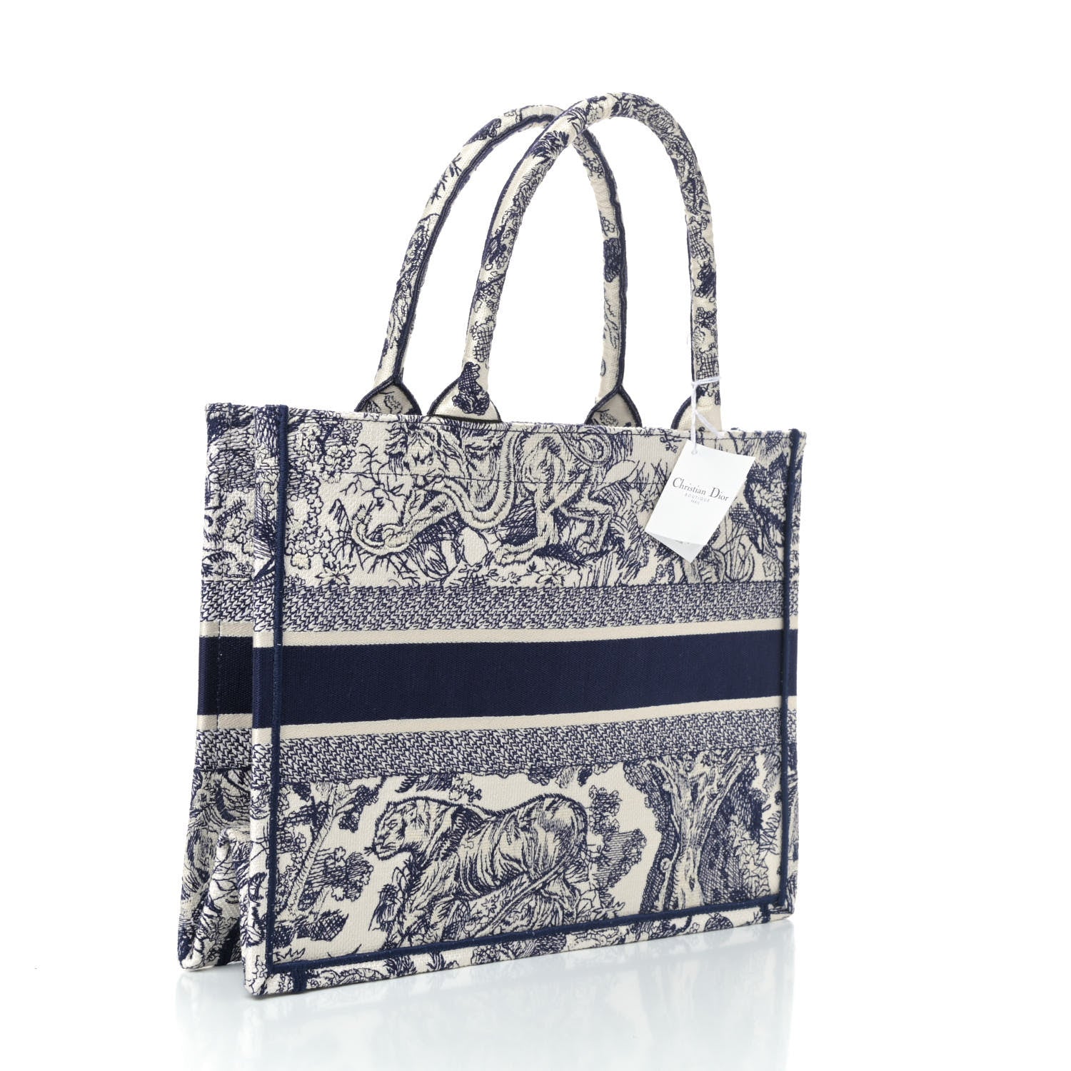 Christian Dior Canvas Embroidered Medium Dioriviera Toile De Jouy Book Tote Blue 2 of 4