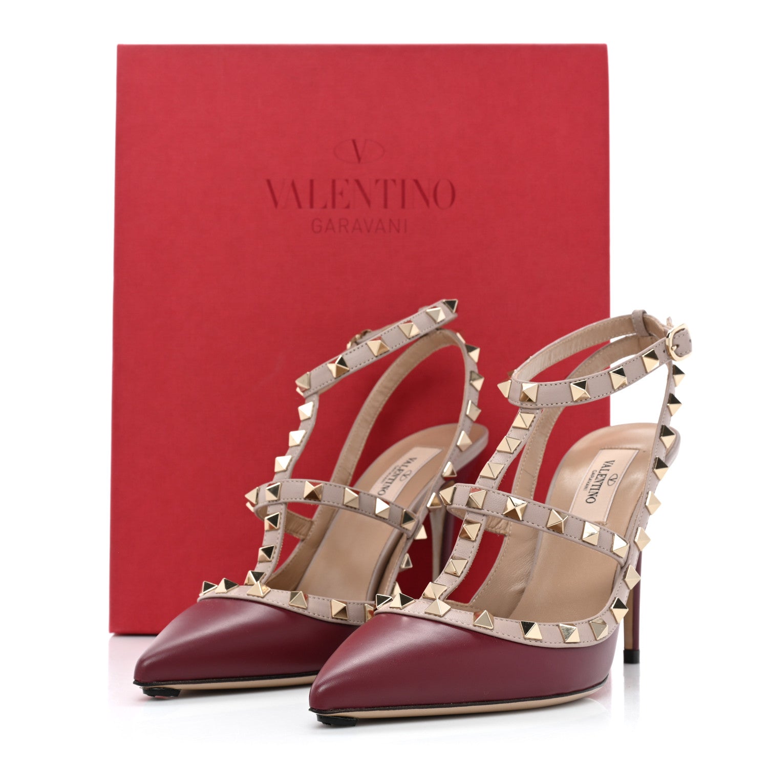 Valentino Garavani Calfskin Nappa Rockstud Ankle Strap 100mm Pumps 38 Rubin Poudre 12 of 12