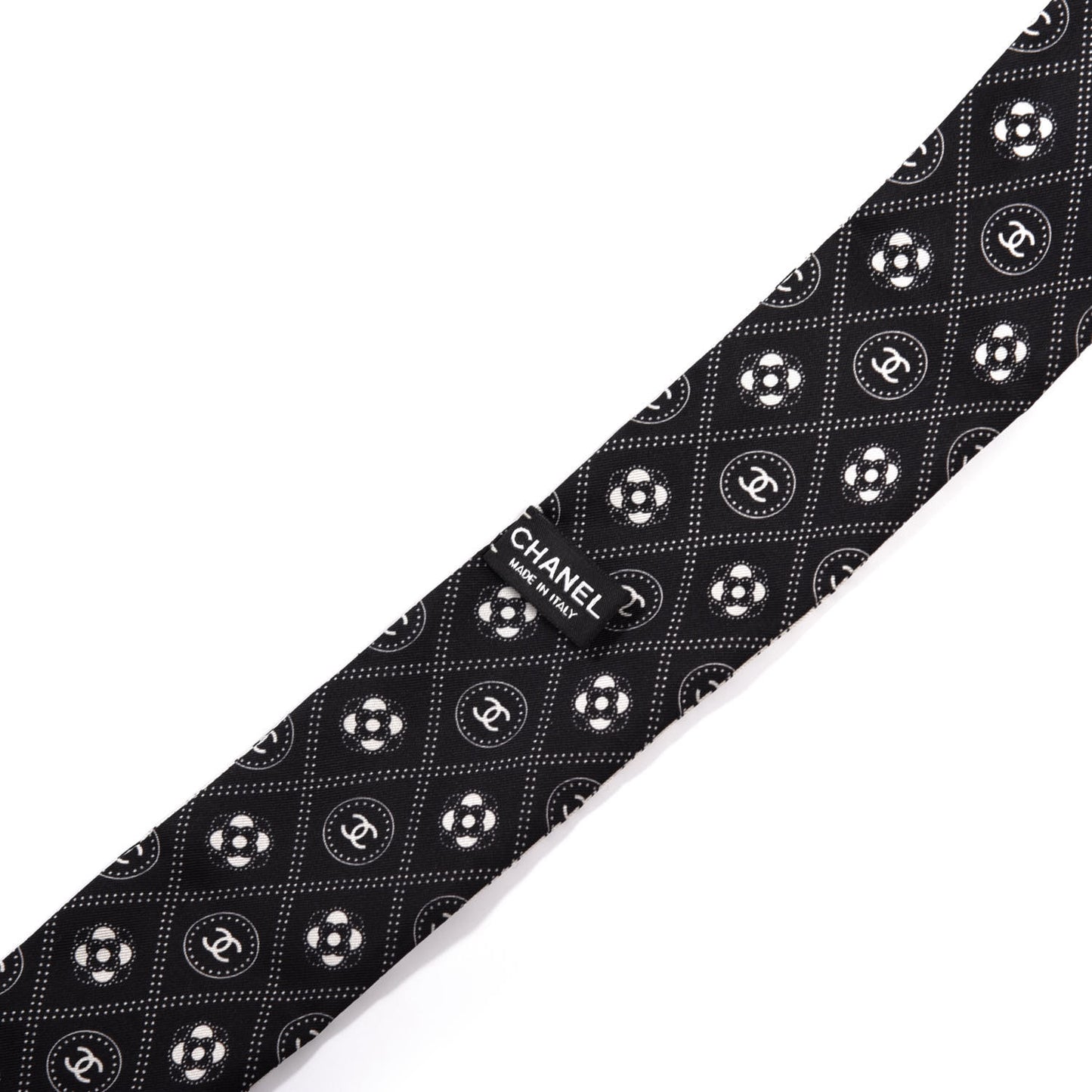 Silk CC Polka Dot Slim Bandeau Scarf Black Ecru