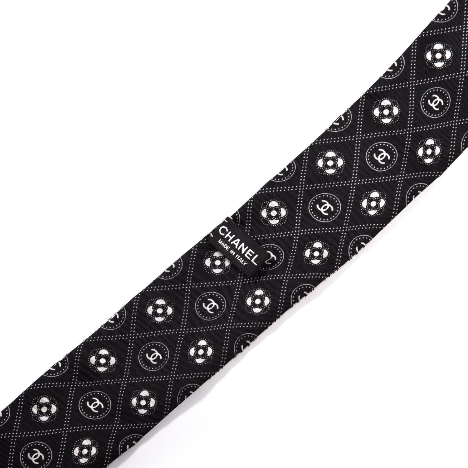 Chanel Silk CC Polka Dot Slim Bandeau Scarf Black Ecru 2 of 3