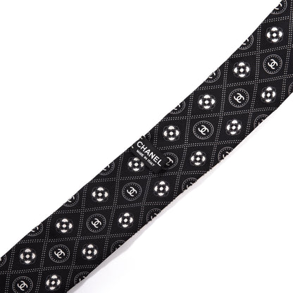 Chanel Silk CC Polka Dot Slim Bandeau Scarf Black Ecru 2 of 3