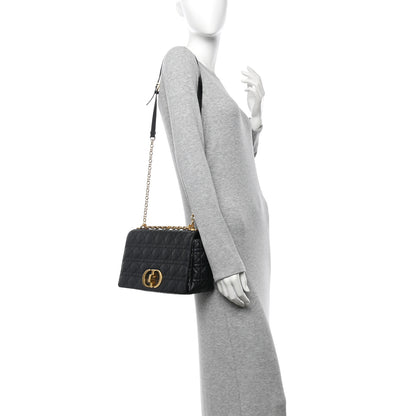 Christian Dior Grained Calfskin Cannage Large Caro Bag Black 2 of 10