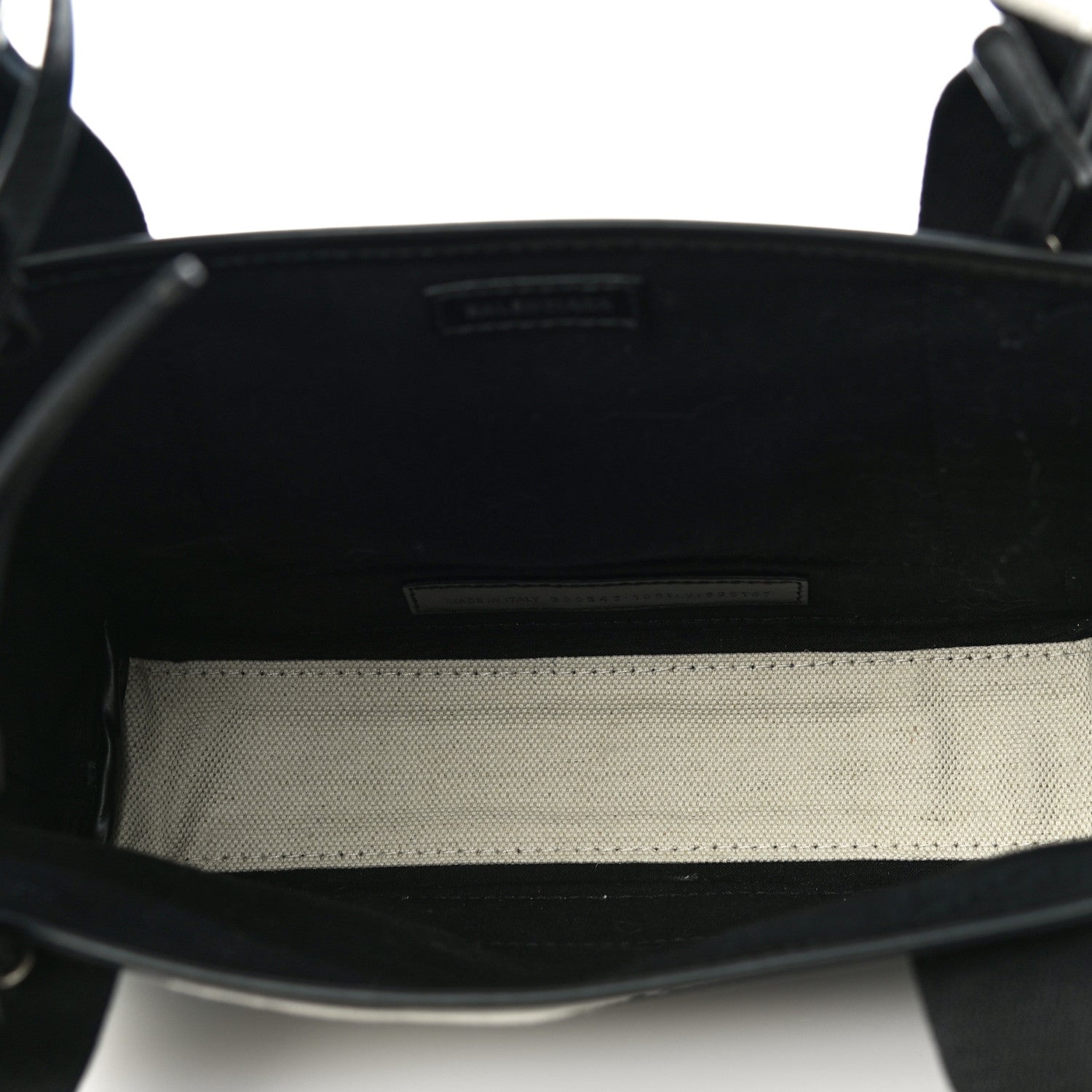 Balenciaga Cotton Canvas Calfskin Navy Cabas XS Natural Black 5 of 11