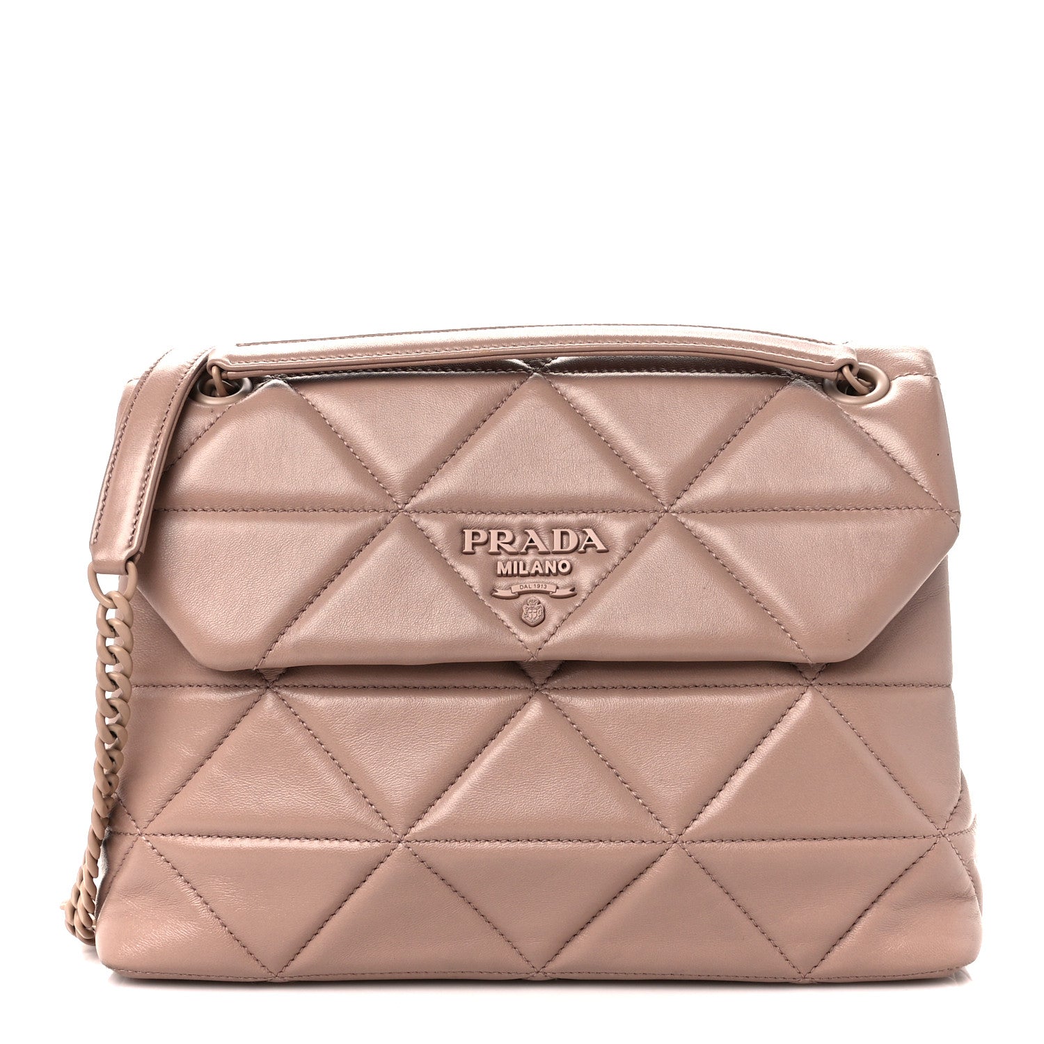 Prada Nappa Triangle Stitched Large Spectrum Bag Cipria 1 of 10