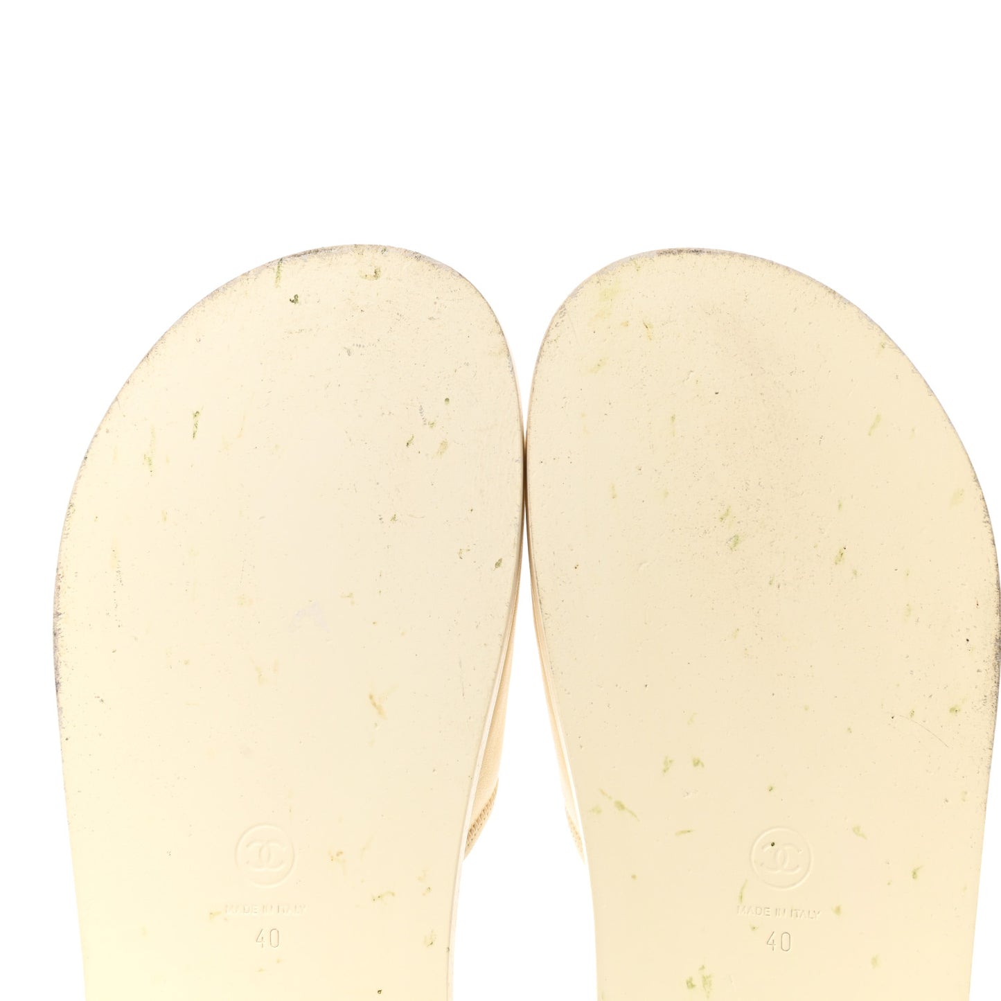 Lambskin Cha-Nel Mule Sandals 40 Ivory Multicolor