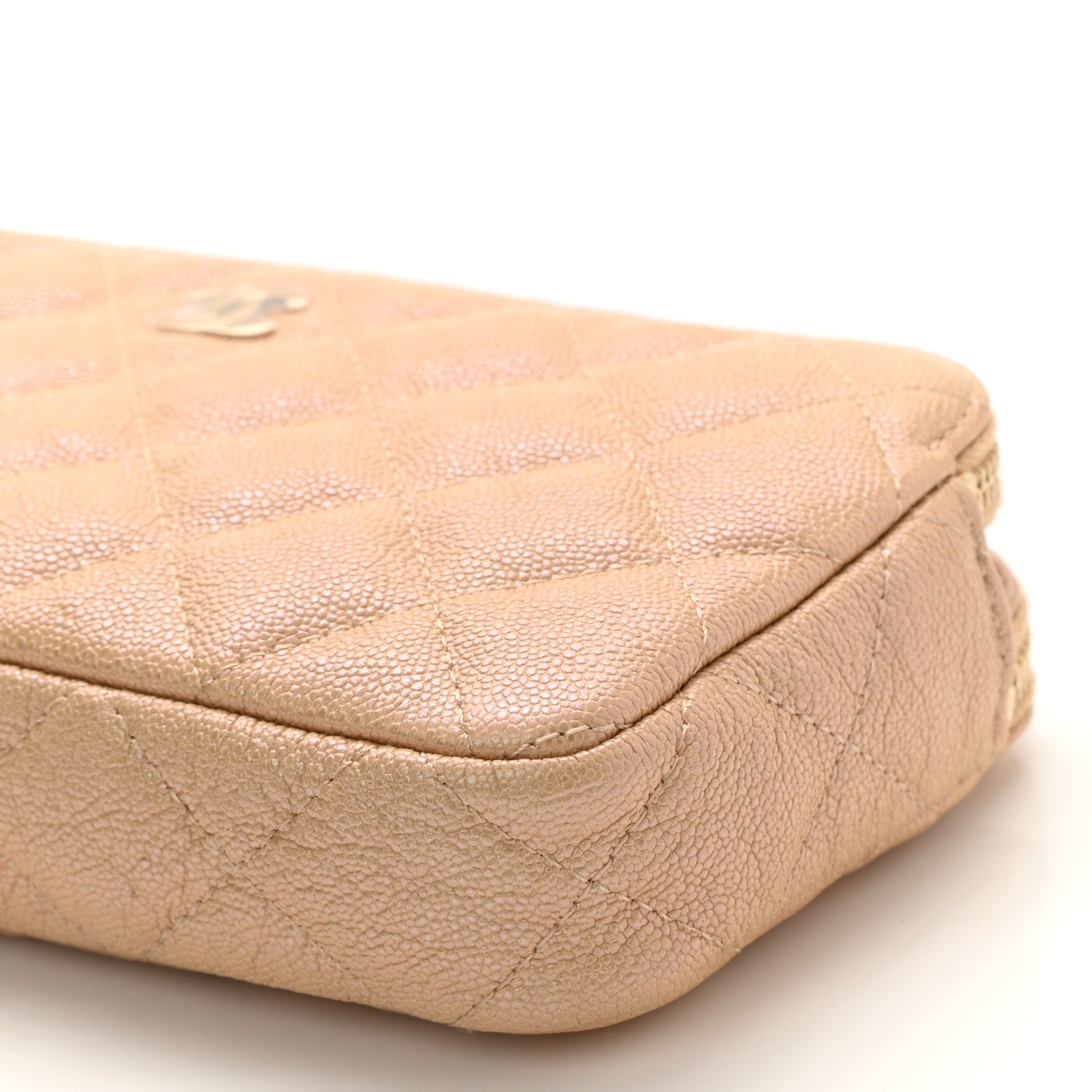 Chanel Iridescent Caviar Quilted Small Clutch With Chain Beige 9 of 10