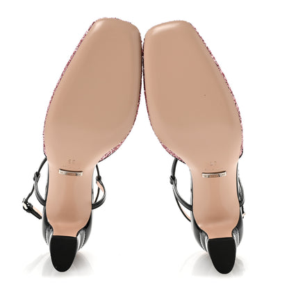 Gucci Calfskin Glitter Double G 55mm Slingback Pumps 36 Black Pink Glitter 6 of 10