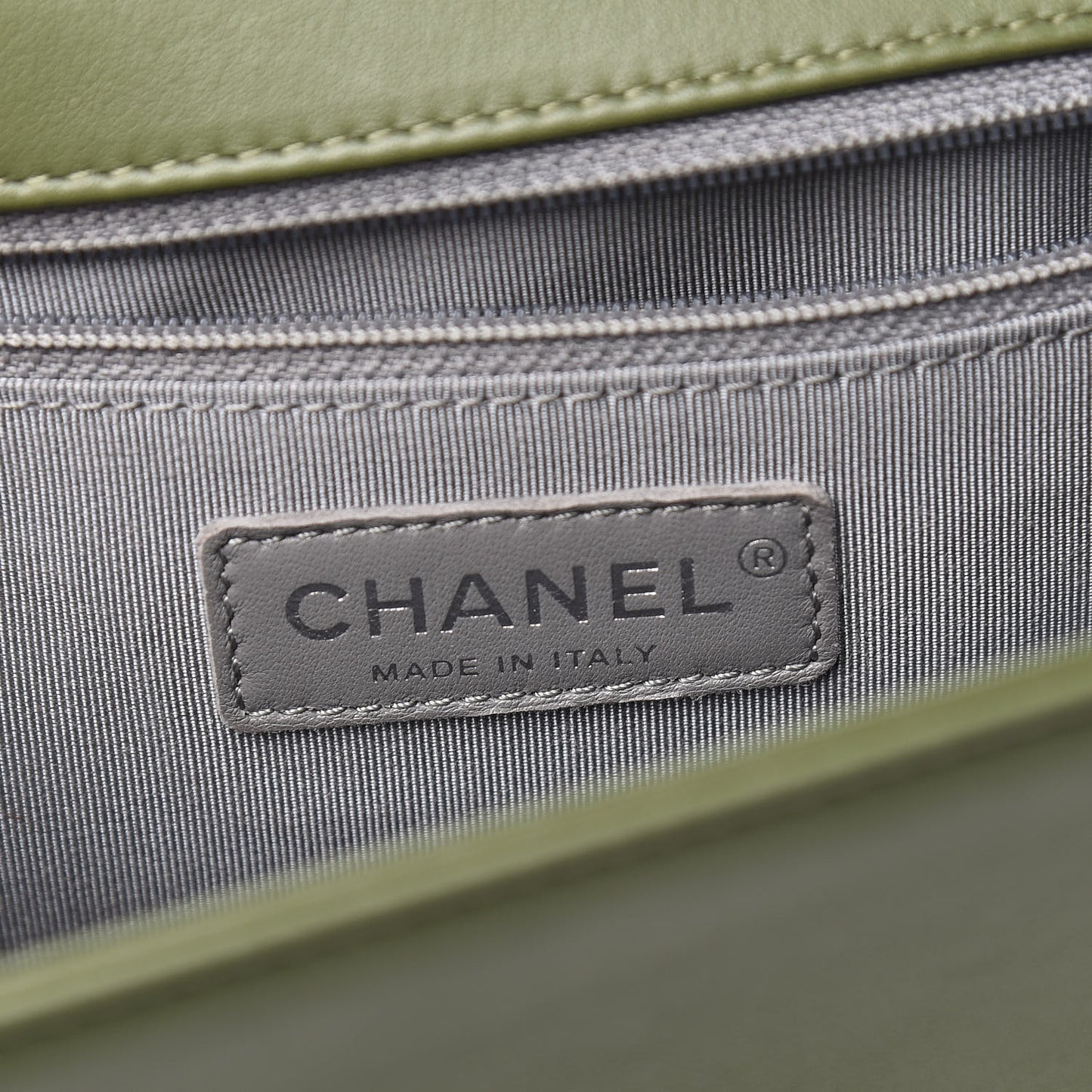 Calfskin Chevron Quilted New Medium Boy Flap Dark Green