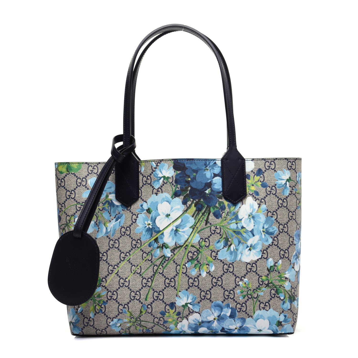 Gucci GG Supreme Monogram Blooms Small Reversible Tote Beige Blue Navy 1 of 21