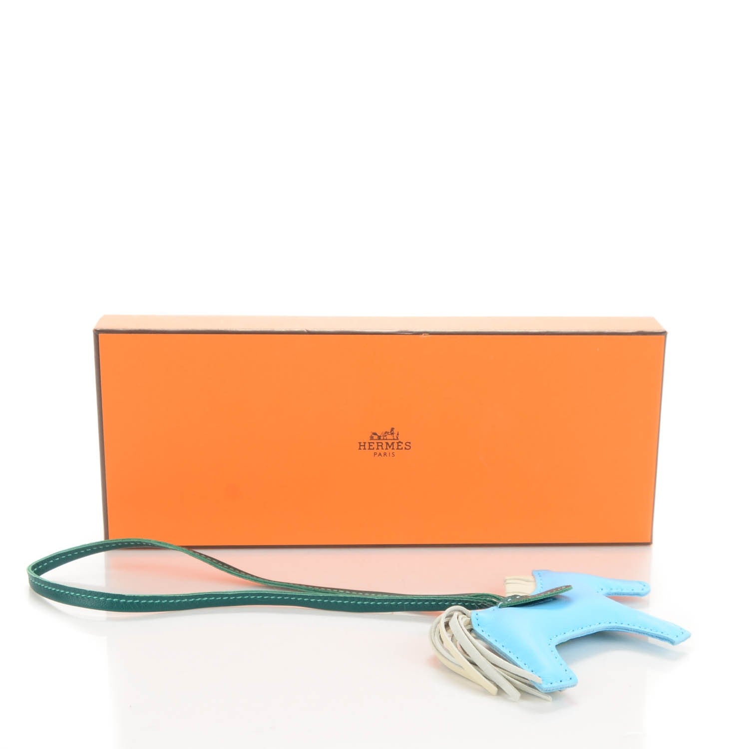 Hermes Milo Lambskin Grigri Rodeo Horse Bag Charm PM Celeste Malachite Craie 5 of 5