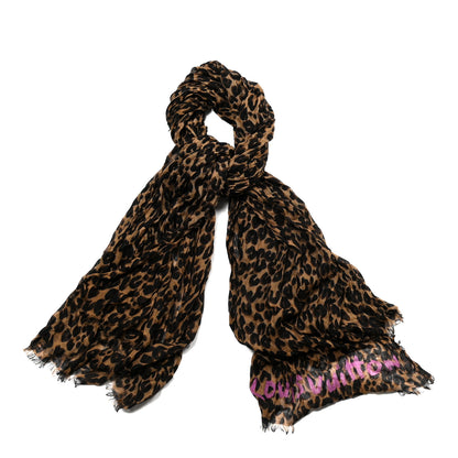 Louis Vuitton Cashmere Silk Leopard Etole Stole Marron 4 of 4