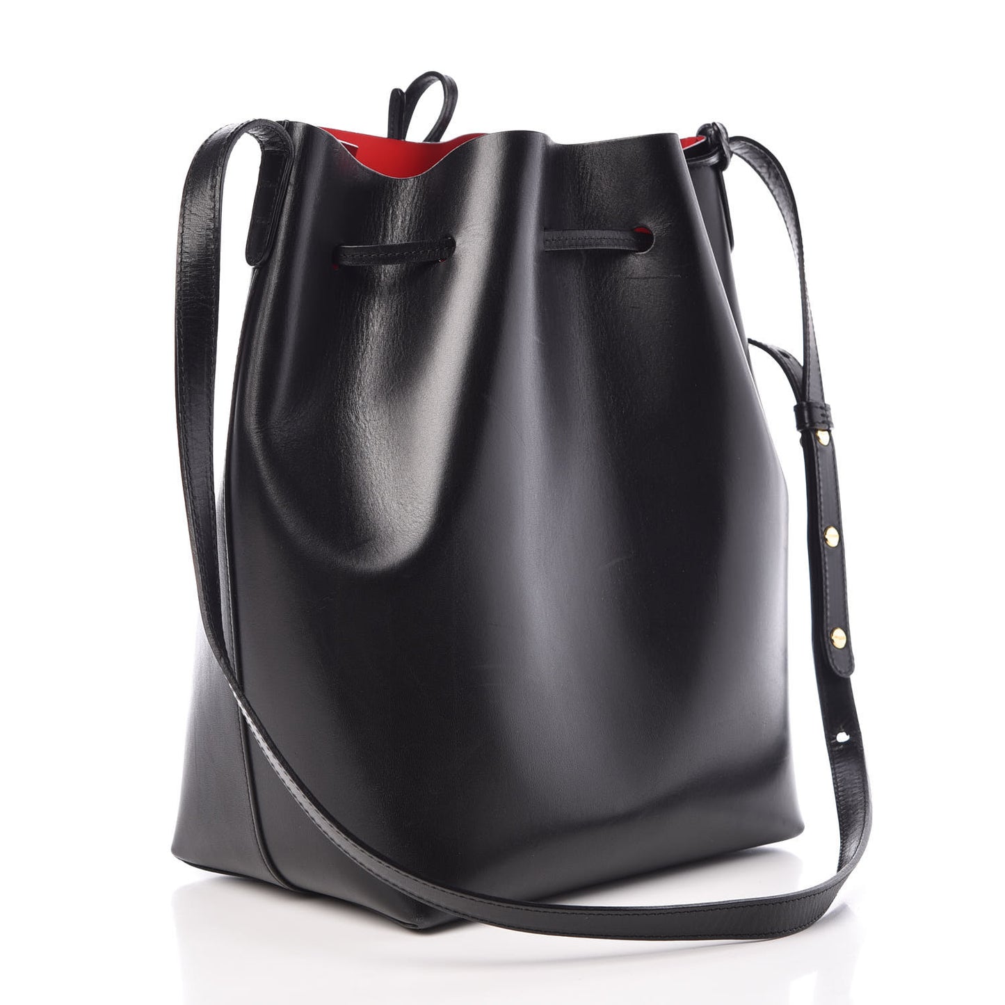 Vegetable Tanned Calfskin Bucket Bag Black Flamma