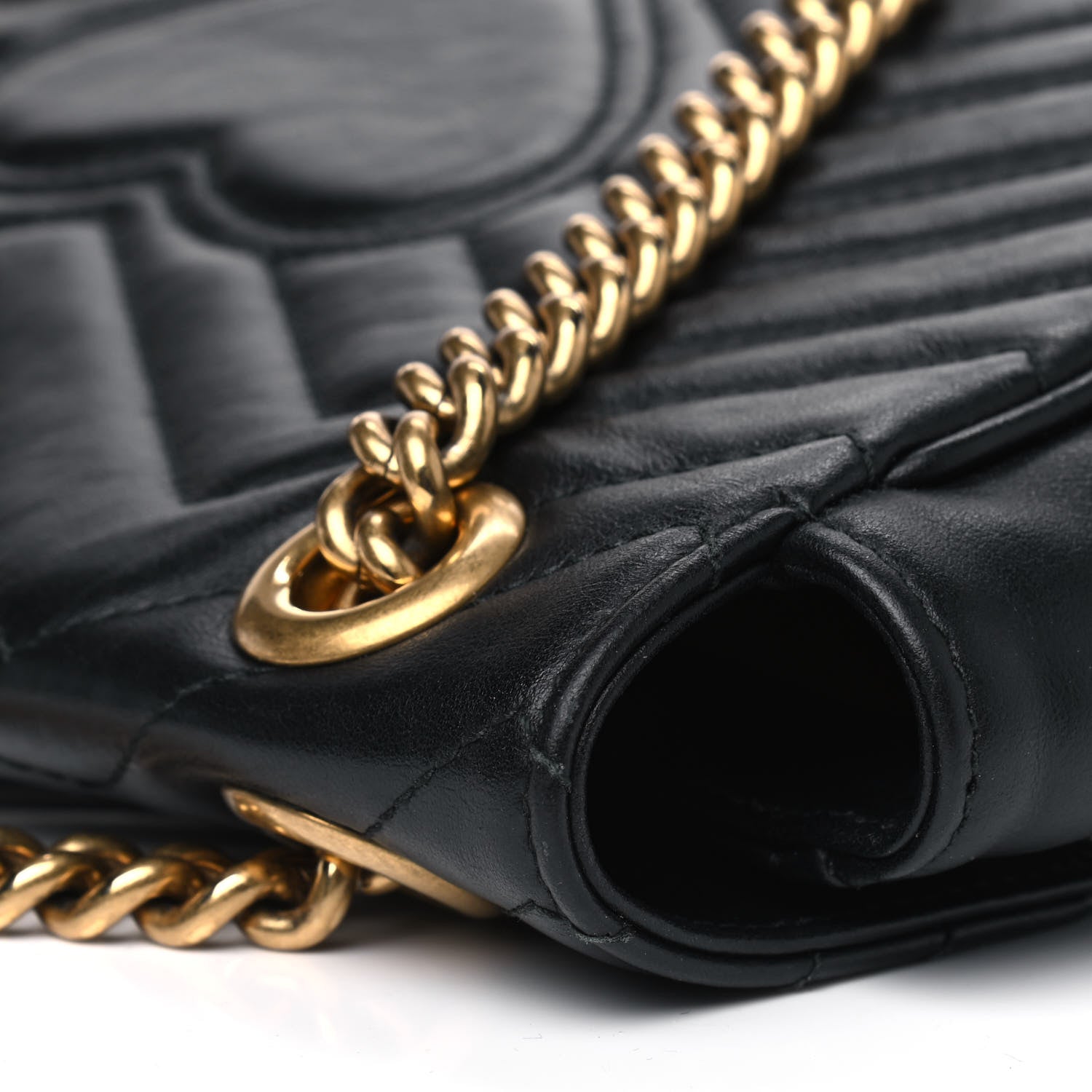 Gucci Calfskin Matelasse Small GG Marmont Shoulder Bag Black 8 of 9