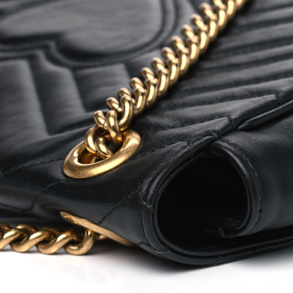 Gucci Calfskin Matelasse Small GG Marmont Shoulder Bag Black 8 of 9