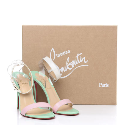 Christian Louboutin Shiny Nappa PVC Jonatina 100 Sandals 37 Opal 8 of 8