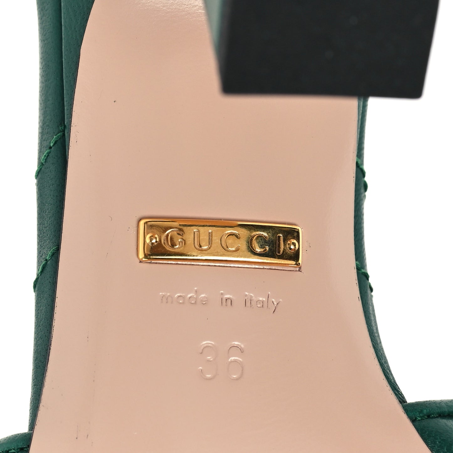 Nappa Matelasse GG Marmont 75mm Slide Sandals 36 Emerald