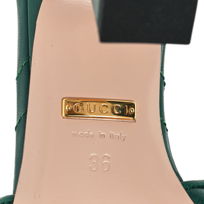 Gucci Nappa Matelasse GG Marmont 75mm Slide Sandals 36 Emerald 7 of 10