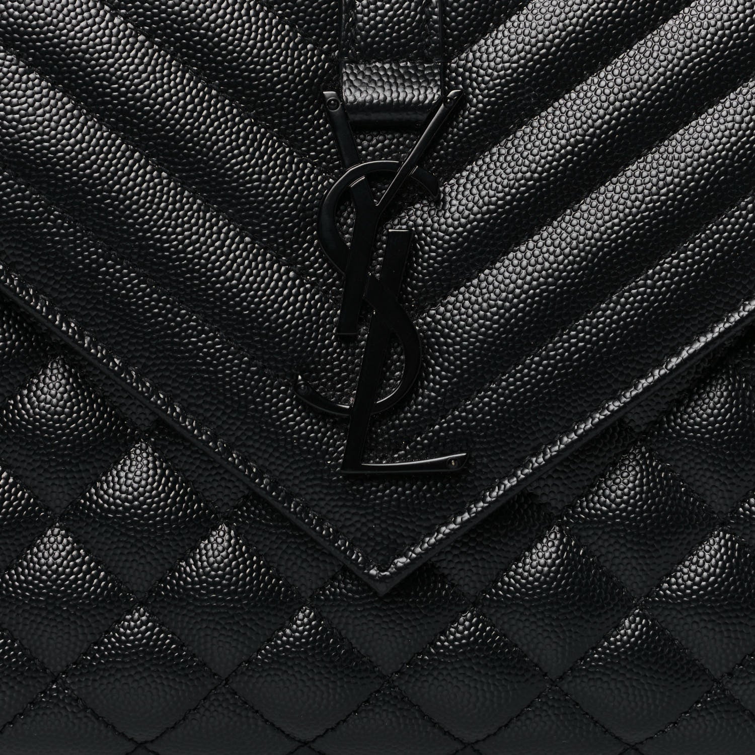 Saint Laurent Grain De Poudre Textured Mixed Matelasse Triquilt Medium Monogram Satchel Black 7 of 11