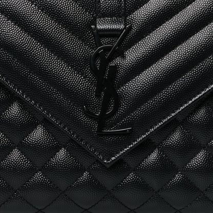 Saint Laurent Grain De Poudre Textured Mixed Matelasse Triquilt Medium Monogram Satchel Black 7 of 11