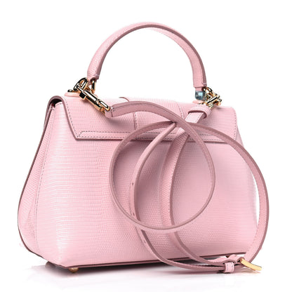 Dolce & Gabbana Iguana Calfskin Embossed Lucia Top Handle Bag Pink 2 of 8