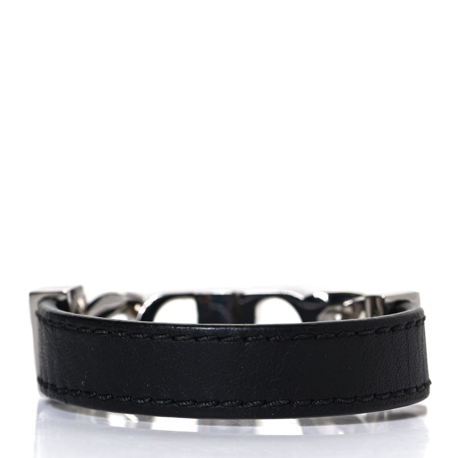 Christian Dior Calfskin Metal Danseuse Etoile Chain Bracelet Black Silver 2 of 6
