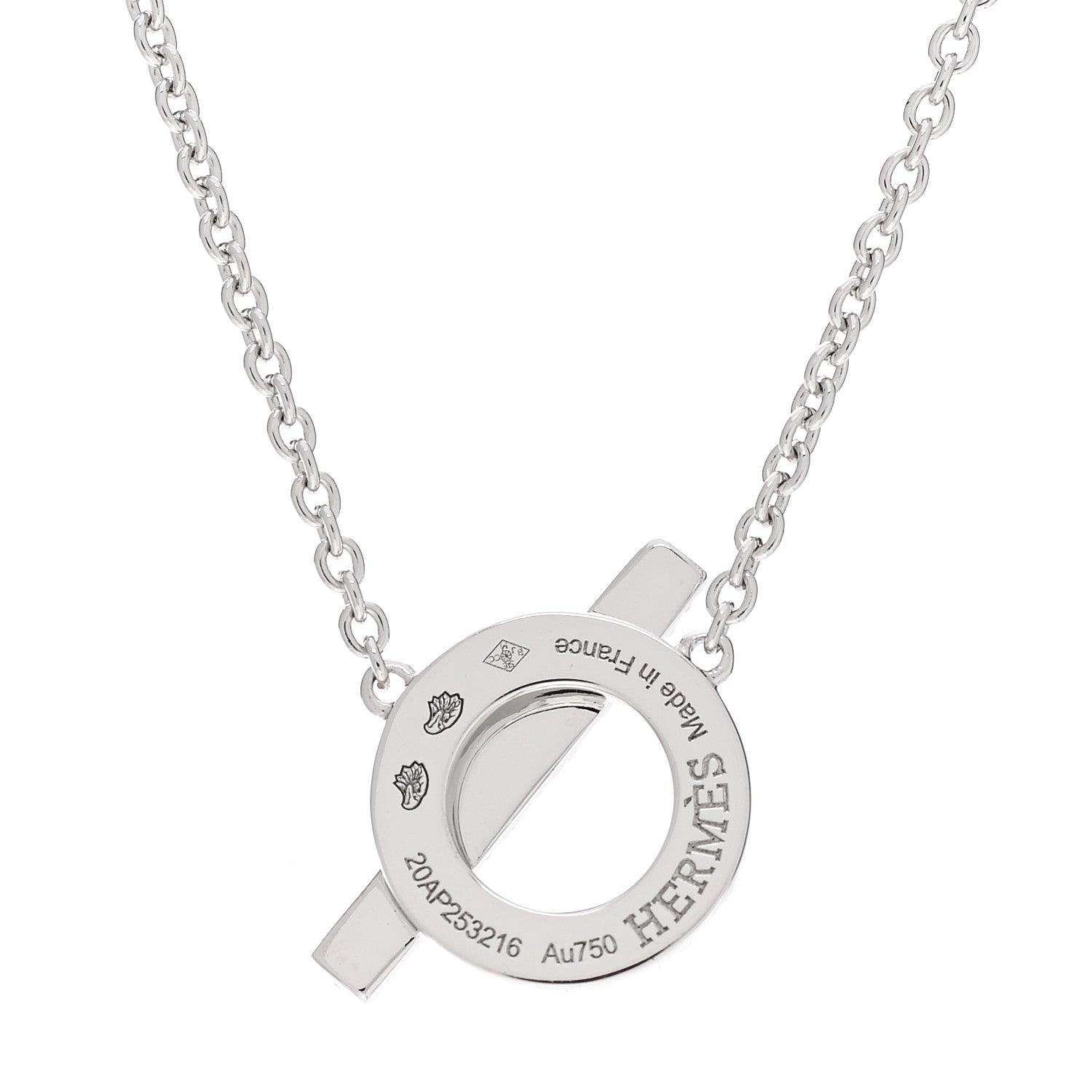 Hermes 18K White Gold Diamond Finesse Pendant Necklace 4 of 5