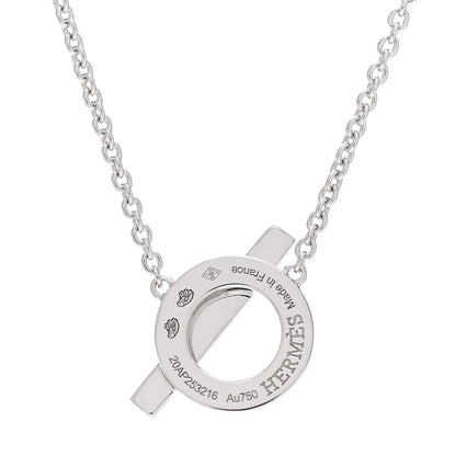 Hermes 18K White Gold Diamond Finesse Pendant Necklace 4 of 5