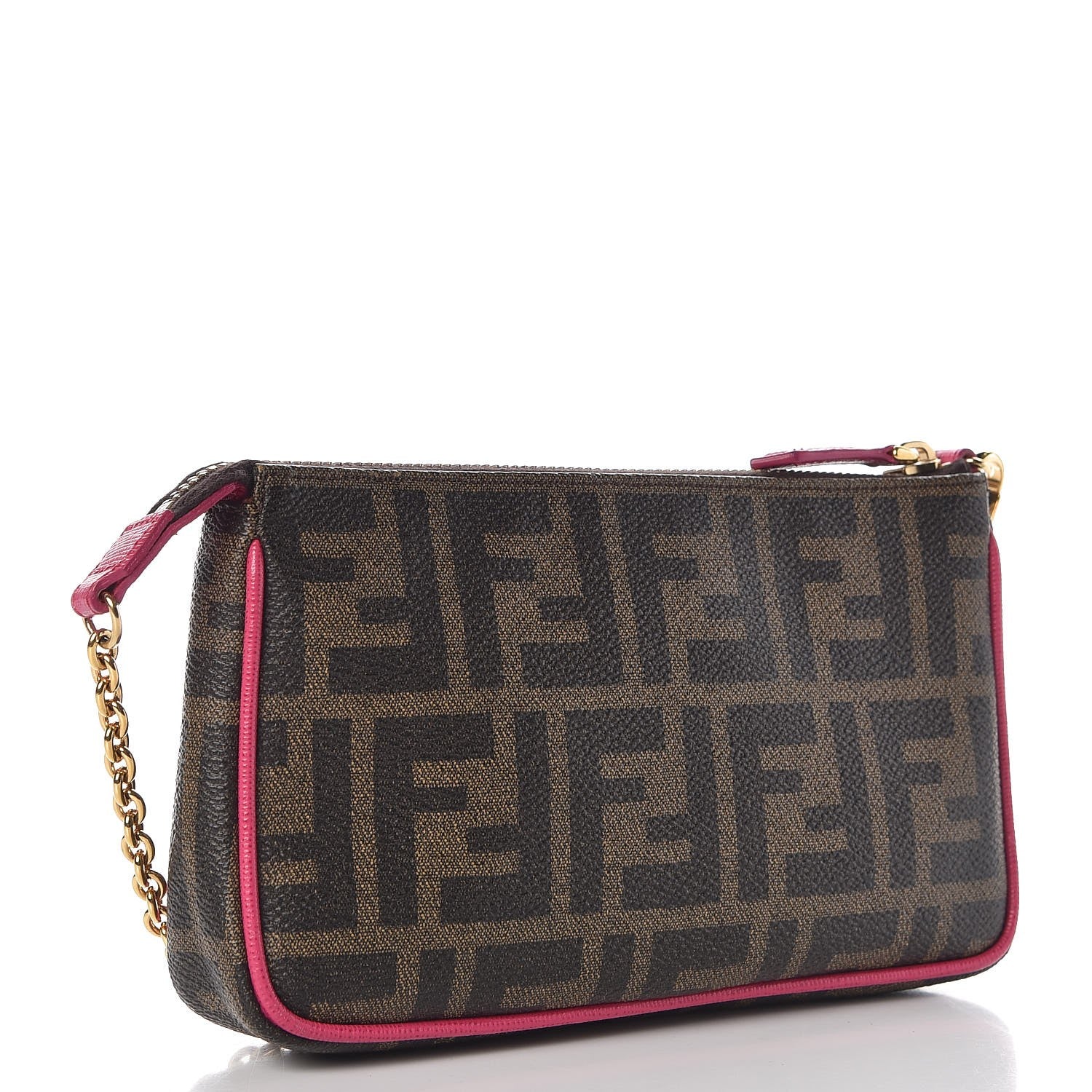 Fendi Zucca Spalmati Vitello Elite Pochette Tobacco Ciclamino 3 of 8